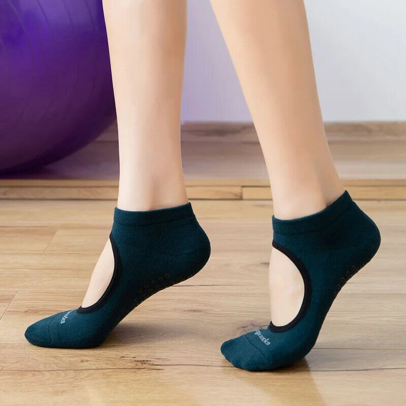 Женские противоскользящие высокие носки, Высококачественные эластичные носки с открытой спиной для пилатеса, йоги, хлопковые балетные спортивные танцевальные тапки, сцепляющиеся носки, 2023