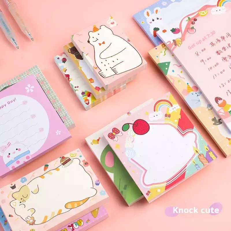 80 sheets Pcs/Lot Sticky Notes Cute Cartoon Tearable Note Book Colorful Memo Pad Stationery Posted Tabs Memo Message Paper