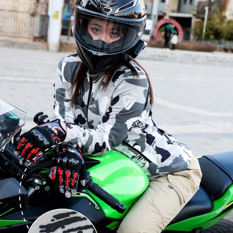 Jaqueta de motocicleta para mulheres, terno de corrida de secagem rápida, absorva suor, roupas casuais de cavaleiro, roupas relaxadas