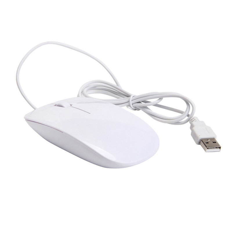 Mouse Mini Berkabel Ultratipis 7 Tombol LED Laptop Desktop Matte Hitam Putih Mouse Gaming Ergonomis Lucu untuk Laptop PC