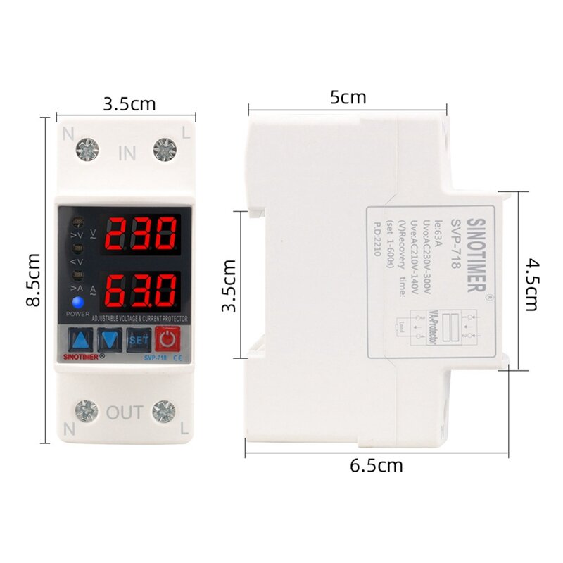 SINOTIMER Adjustable Voltage Relay Over And Under Voltage Protector Overcurrent Limit Overvoltage Recovery Protection Device