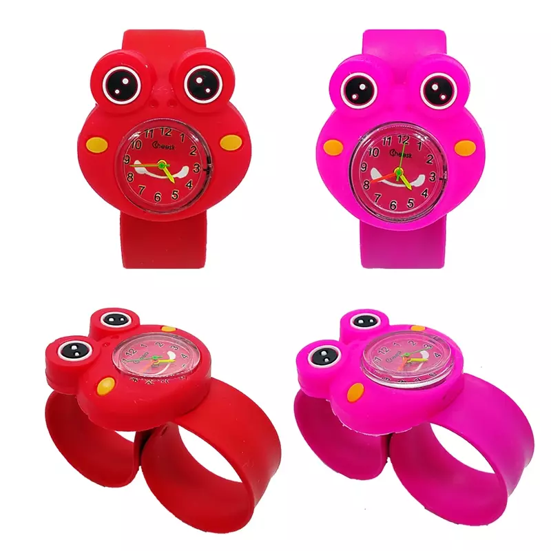 신제품 출시 개구리 어린이 시계, 아이 소녀 실리콘 스트랩 캔디 컬러 만화 나비 어린이 석영 손목 시계