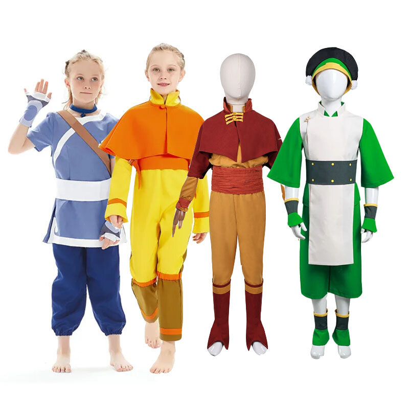 Avatar: The Last Airbender Avatar Aang Cosplay Kostuum Kids Kinderen Jumpsuit Outfits Halloween Carnaval Pak