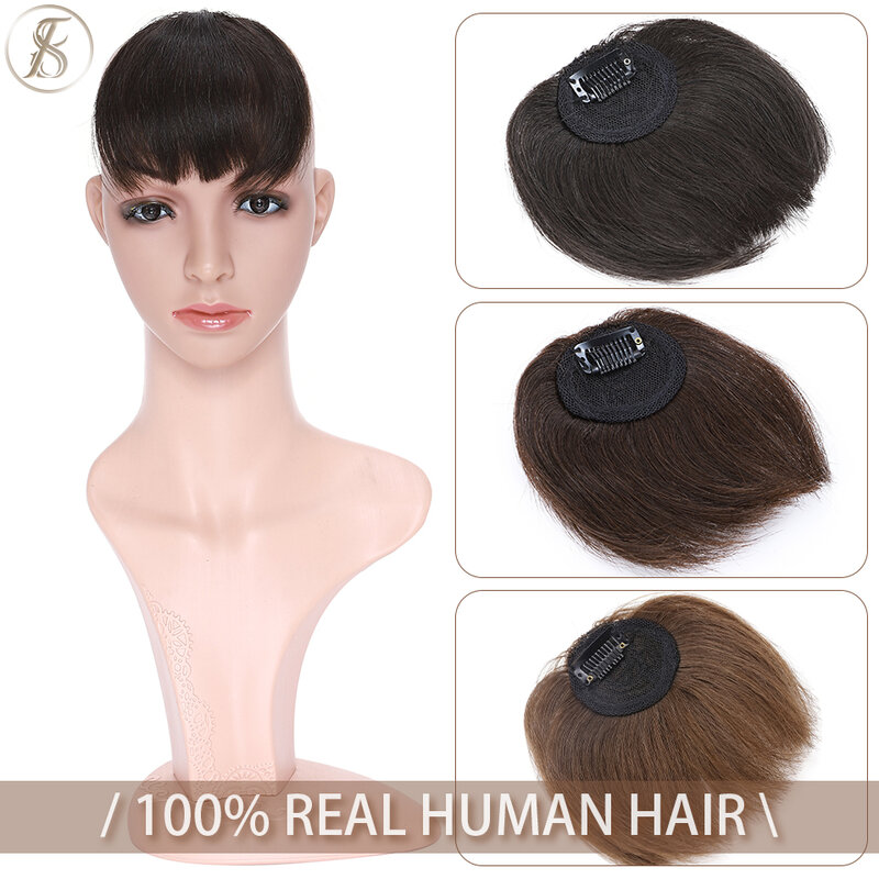 TESS натуральные волосы челки 8 г бахрома человеческие волосы невидимые искусственные волосы челка заколка для волос в челке неправильной близости для женщин