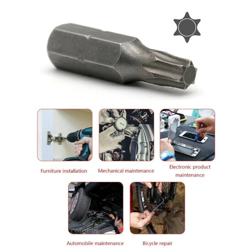 Strumenti riparazione punta per cacciavite da 25mm cacciaviti punta da trapano con codolo Torx per sostituzione utensili