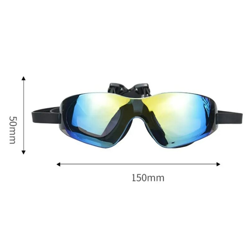 Kacamata renang dilapisi HD, pita cermin silikon anti-kabut kacamata menyelam tampilan lebar perlindungan UV kacamata renang