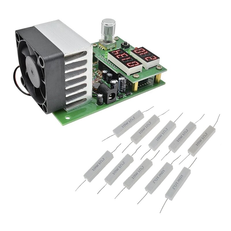 LCD Digital Display Bateria Capacidade Medidor Tester, Resistor de Cimento Cerâmico, 1 Ohm, 5% 10W, 60W, 30V, 0-9.99A, 10 Pcs