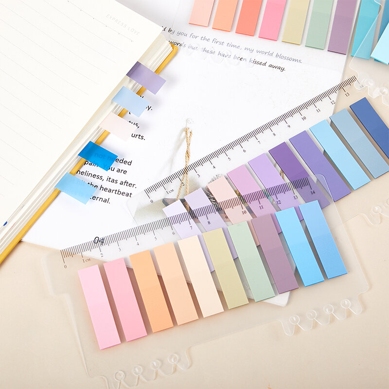 200 Pcs Multicolor Sticky Index Tabs Strip Index Tabs Writable Page Sticky Notes With Ruler For Page Marking Classify File