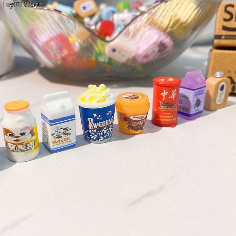 Random 5PCS Cute Miniature Dollhouse Supermarket Food Snacks Mini Cake Drink For Doll Kitchen Accessories 2.5-4cm