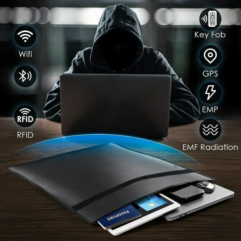 Tas Faraday tahan air RFID, tas pelindung sinyal tahan api untuk laptop tablet ponsel dan kunci mobil 1/4 buah