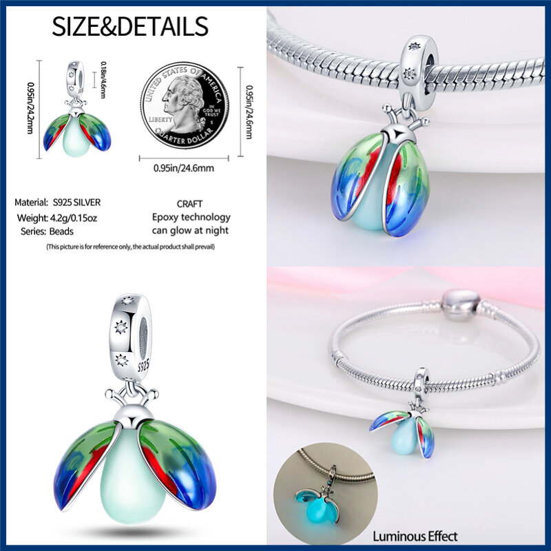 100% Sterling Silber Glühwürmchen Charms bösen Blick Heißluft ballon blau Charms passen Pandora Original Armband DIY Schmuck herstellung