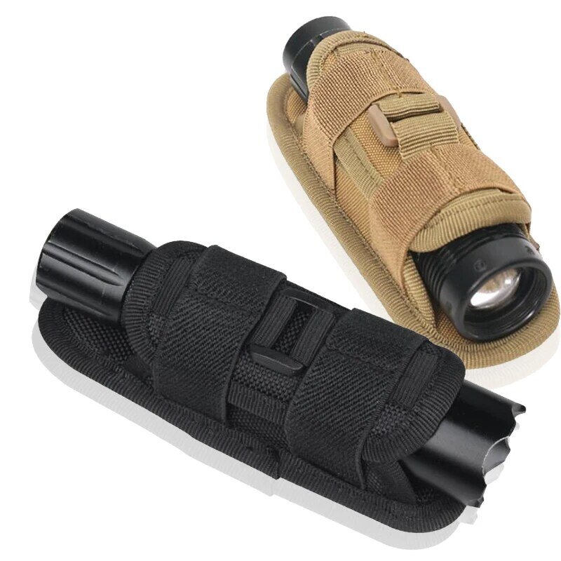 Tactical Flashlight Pouch Holder with Belt Clip 360 Degree Rotation Outdoor Torch Pouch Universal Flashlight Holder Carrier Case