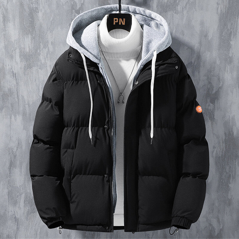 Winter Parkas Men Solid Color Padded Jacket Fashion Casual Hooded Parkas Male Padded Coats Winter Jacket Men
