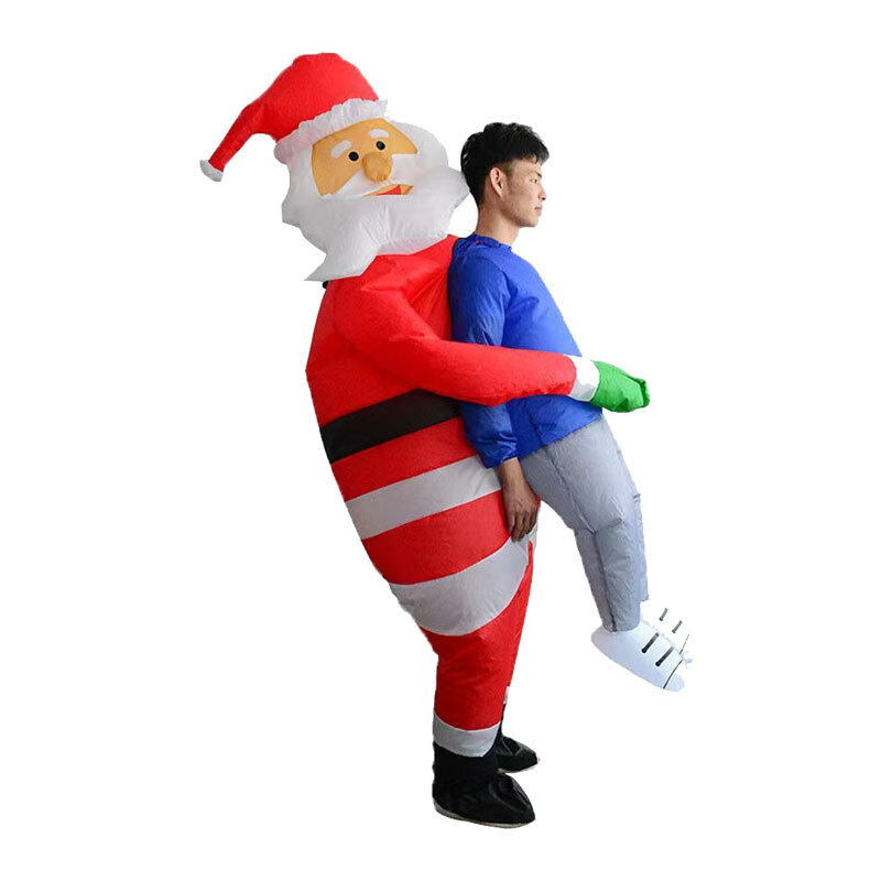 Bożonarodzeniowa dekoracja dla dorosłych nadmuchiwany kostium Święty Mikołaj przytulić ludzi śmieszne rekwizyty odzież mężczyzna kobiety maskotka kostiumy Cosplay