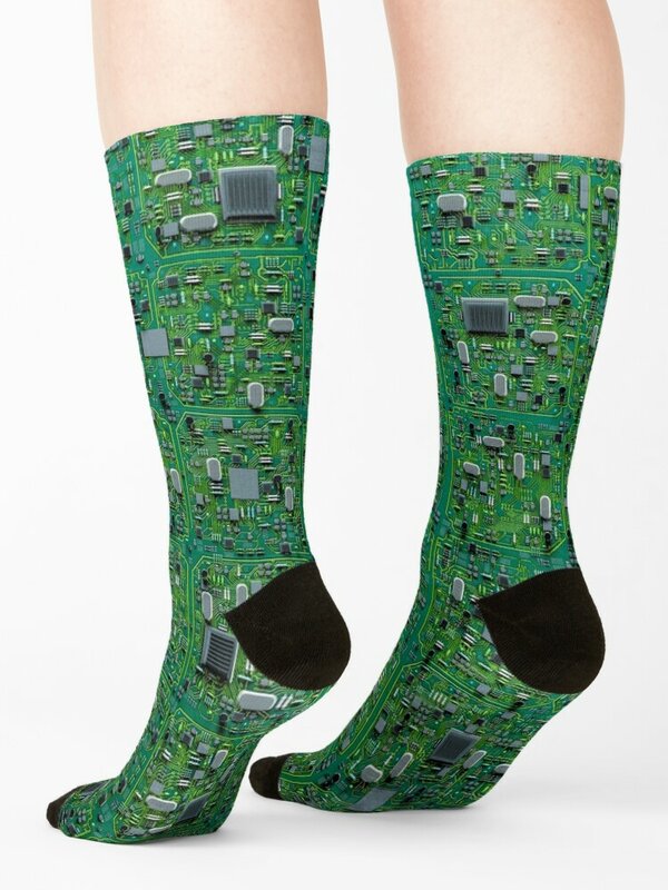 Kaus kaki pria wanita, teknologi papan sirkuit komputer Data berpola itu hadiah Natal kaus kaki tenis hiphop merek mewah