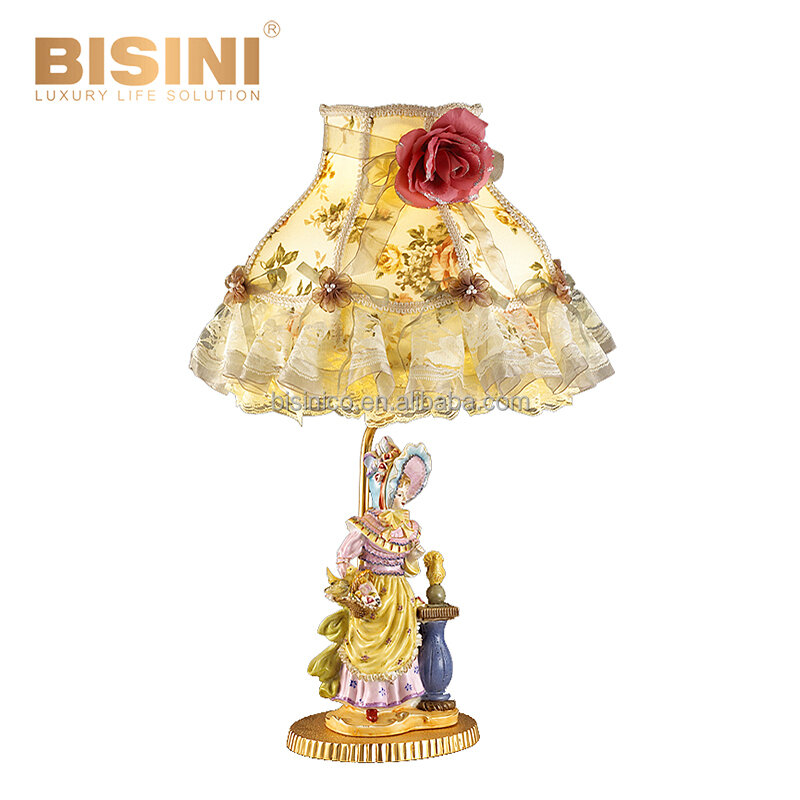 Nobre antigo réplica rococó estilo pintados à mão floral senhora segurando guarda-chuva pedestal candeeiro de mesa com rosa floral abajur