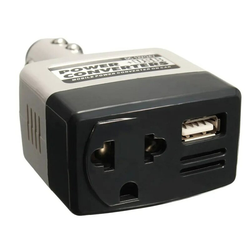 Adaptador do inversor do poder móvel do carro do USB, carregador automático, carregador usado para todos os telefones celulares, DC 12 24V a 220V AC