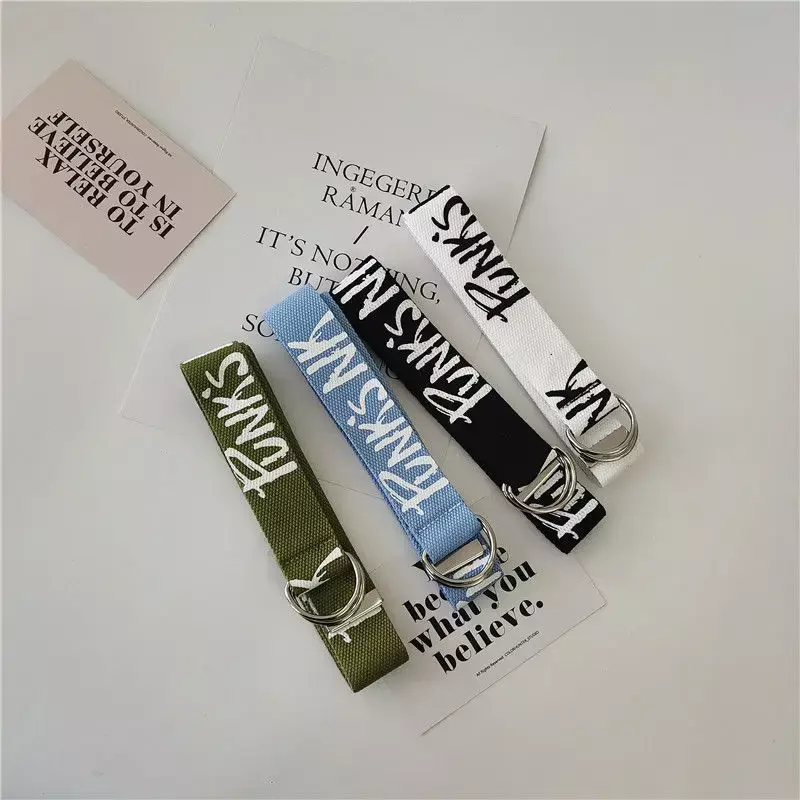 Cinturón de lona Y2k gótico para mujer, cinturón femenino de letras simples, accesorios Y2k, pretina de punto de nailon Unisex informal