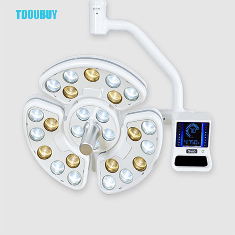 TDOUBUY-مصباح طبي بدون ظلال يعمل باللمس عن طريق الفم ، مصباح LED مع 26 مصباح لكرسي الأسنان والرأس وذراع المصباح