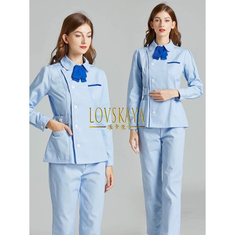 Dividir manga comprida curto conjunto de roupas médicas para mulheres, uniforme hospitalar de trabalho esteticista, clínica hospitalar e enfermeira uniforme