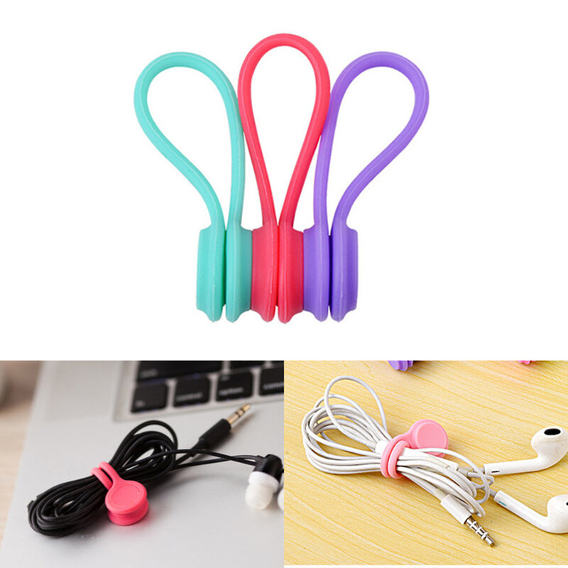 1/3/5PCS Cable Organizer Soft Silicone Magnetic Cable Winder Cord Earphone Storage Holder Clips Cable Winder For Earphone Data