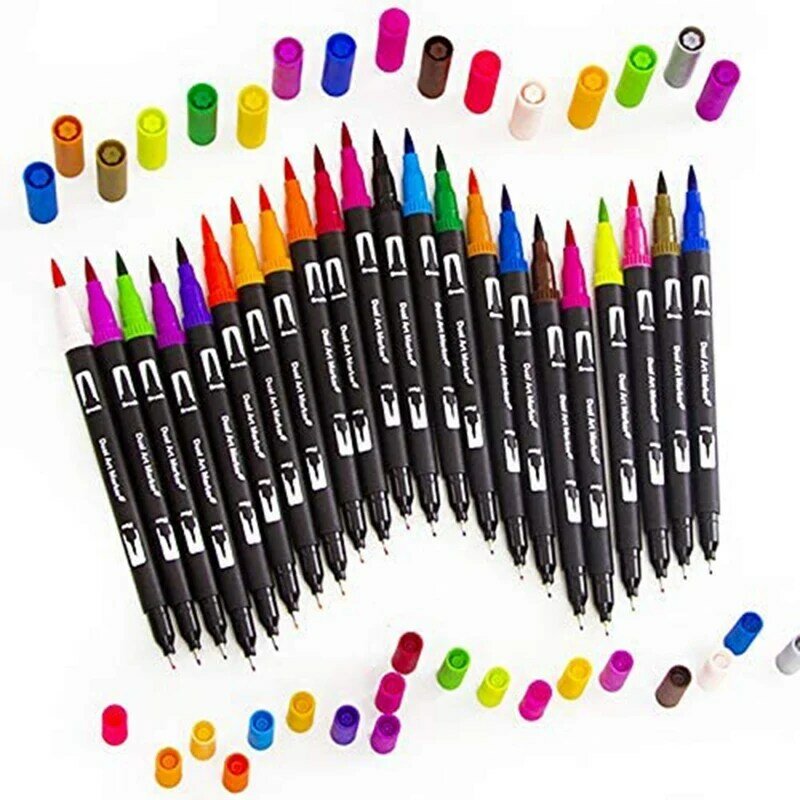 Penne da colorare penne a doppio pennello pennarelli a punta in feltro pennarelli artistici disegno, pittura, calligrafia, libri da colorare