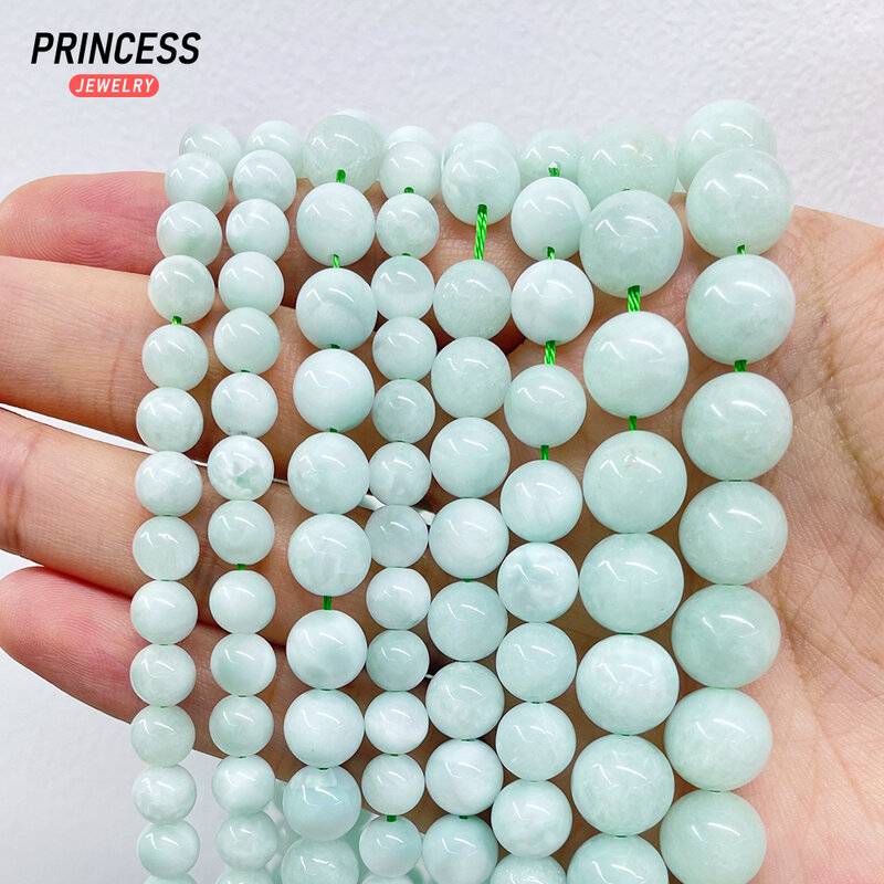A+ Natural Green Angelite Loose Beads for Jewelry Making Bracelet Necklace Earrings DIY Accessories Wholesale 4 6 8 10mm