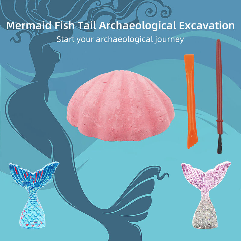 Archaeological excavation of seashell beauty fish tail DIY toys to explore new and unique treasures (randomly excavated styles)