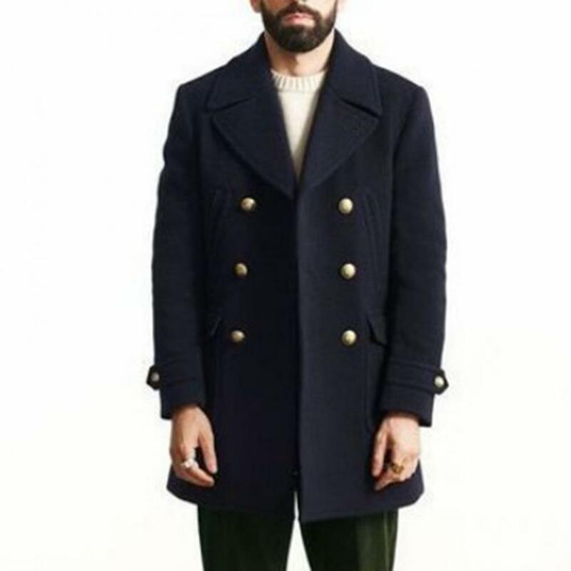 Cappotto formale da uomo cappotto invernale spesso da uomo in stile britannico Trench doppiopetto da uomo Cardigan spesso a maniche lunghe per l'autunno/inverno