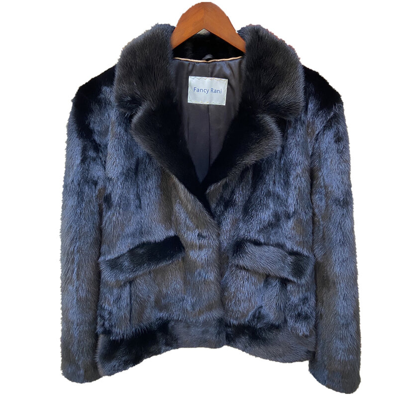 Winter Men Real Mink Fur Coat Luxury Short New Suit Collar Imported Mink Fur Jacket 2023 Dark Brown Long Sleeves Can Customized