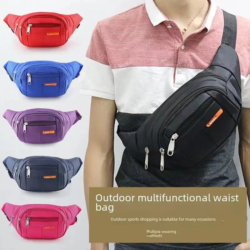 Bolsa de cintura multifuncional para homens e mulheres, peito impermeável e bolsas traseiras, alça ajustável, esportes ao ar livre, grande capacidade