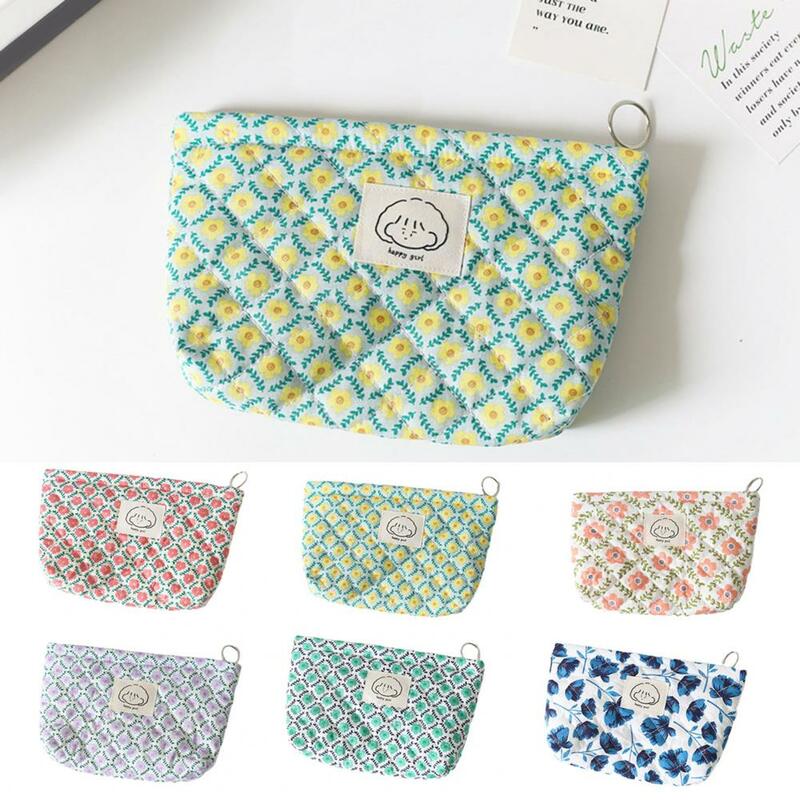 Simple Floral Jacquard Cosmetic Bag Lovely Storage Printed Cosmetic Bag Cosmetic Pouch Travel Accessories