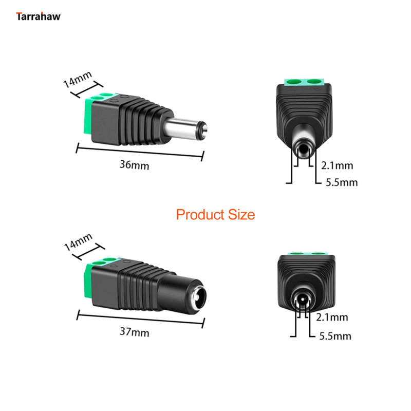 Solder Free DC Female and Male 5521 Connector to Welding Free LED Lamp With Monitoring Power Supply Green Terminal DC Adapter