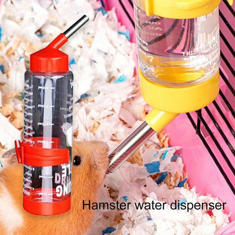 250ML Pet Automatic Drinker Metal Mouth Hamster Drinker Water Bottle Dispenser Hanging Feeder Pet Drinking Head Pipe Fountain