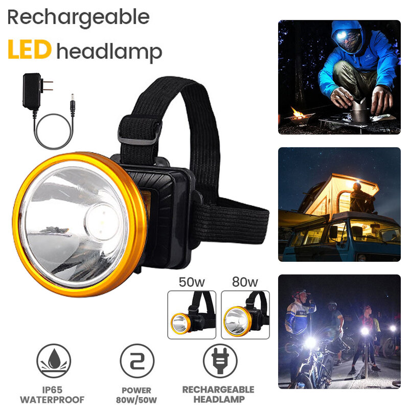 LED Rechargeable Headlamp Strong Light Camping Lamp Outdoor Waterproof Head Mounted Night Fishing Head Light