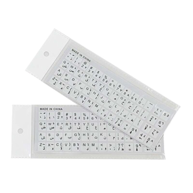 Adesivi per tastiera araba con scritte su sfondo trasparente per qualsiasi laptop