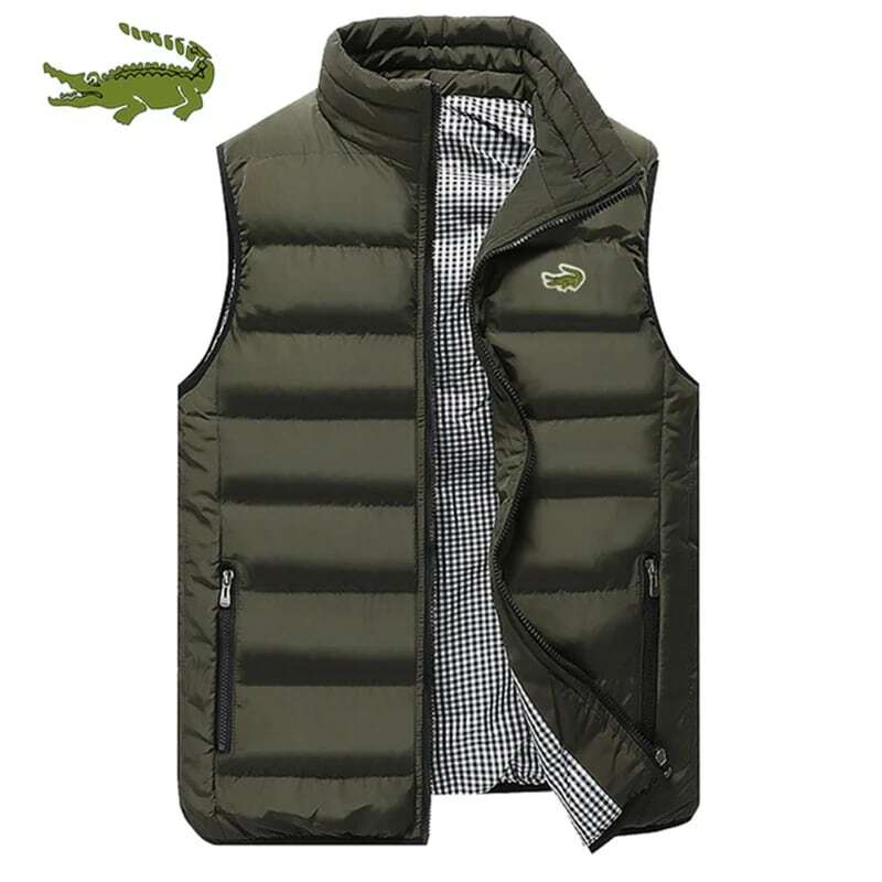 2024High Quality Brand Coats Vest Jacket Men's Fall and Winter Casual Comfortable Sleeveless Solid Color Thickened Cotton Jacket