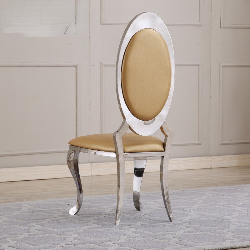 Современный минималистичный обеденный стул из нержавеющей стали, домашнее кресло для гостиной, Европейский обеденный стол из кожи и металла для отеля