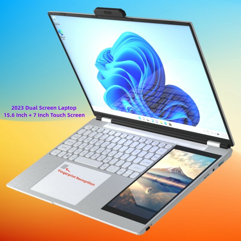Dual-screen Laptop intel Processor N95 4 Core 4 Thread 2.0GHz 15.6-inch IPS 2K four-sided narrow screen 7-inch IPS Touch screen