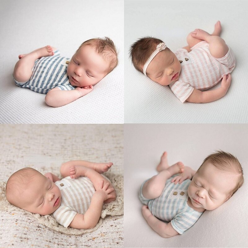 Ropa de accesorios de fotografía para recién nacido, Pelele de niño y niña, Mono corto a rayas, ropa de fotografía