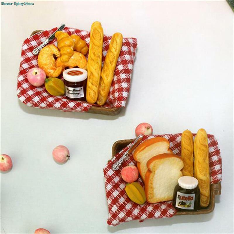 1:12 Poppenhuis Miniatuur Ontbijtset Broodmand Poppenhuis Voedselaccessoires Mini Pop Eten Speeltoebehoren Speelgoed