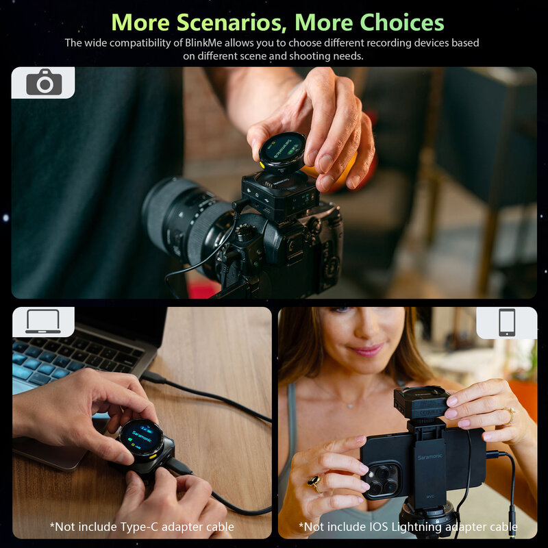 Saramonic blinkme b2 2,4g drahtloses Mikrofons ystem 2 * Sender 1 * Empfänger Touchscreen für PC iPhone Smartphone Kamera