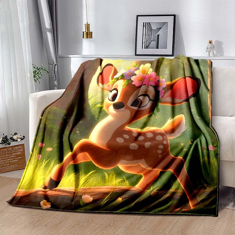 Manta personalizada de ciervo Bambi de Disney para niños y adultos, colcha de felpa suave y cálida para sofá y cama, 6 tamaños