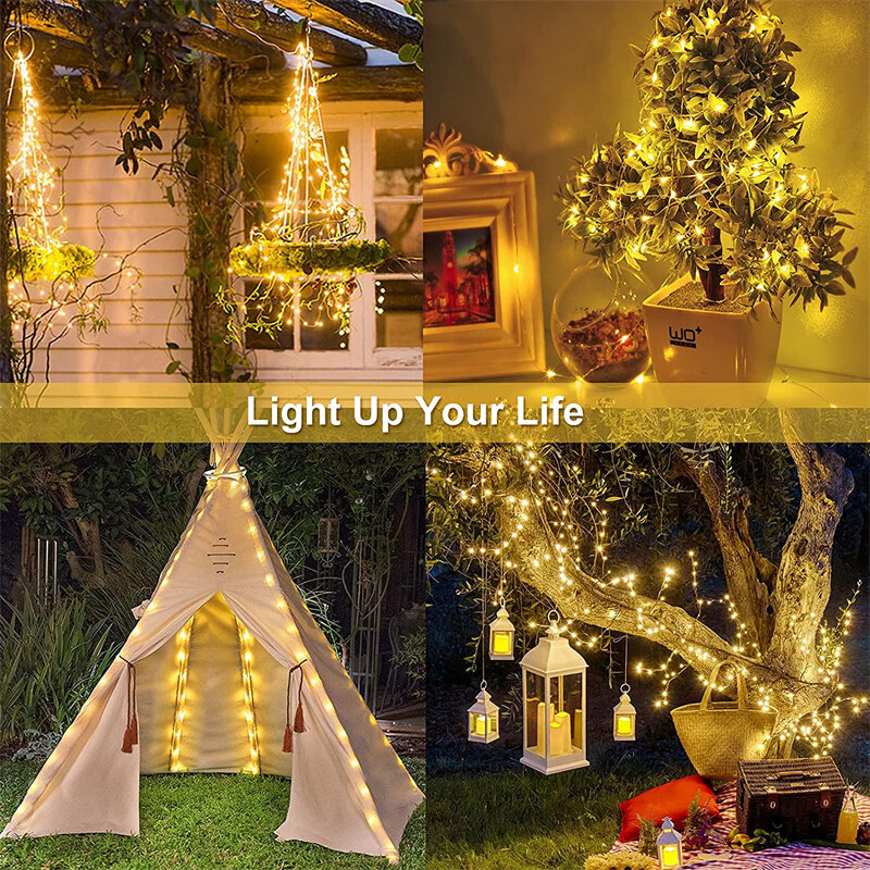 LED Solar Light para jardim ao ar livre, Fairy String Light, Twinkle, Lâmpada impermeável para o Natal, Pátio, Festa na árvore, 7m, 12m, 22m, 32m