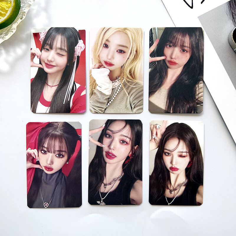IVE Album i MINE LOMO Card Wonyoung gafas redondas LIZ Rei Leeseo Yujin Eleven Girl Group postal Photo Card KPOP, 6 unids/set