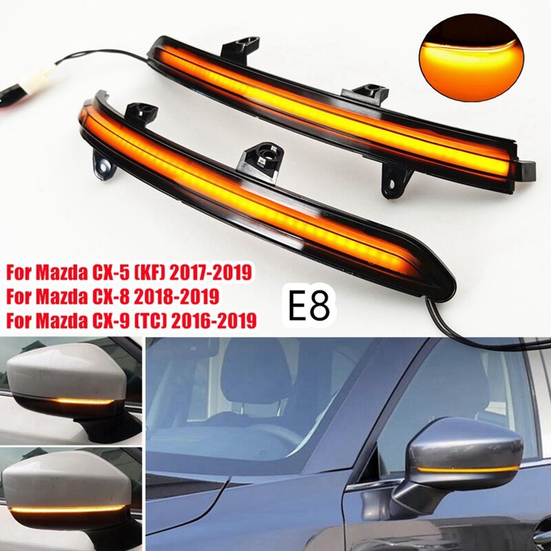 Luz LED intermitente para espejo retrovisor lateral, intermitente de señal de giro dinámica, KB7W-69-122 TK48-69-182A para Mazda, CX-5, CX-8, 16-19 piezas
