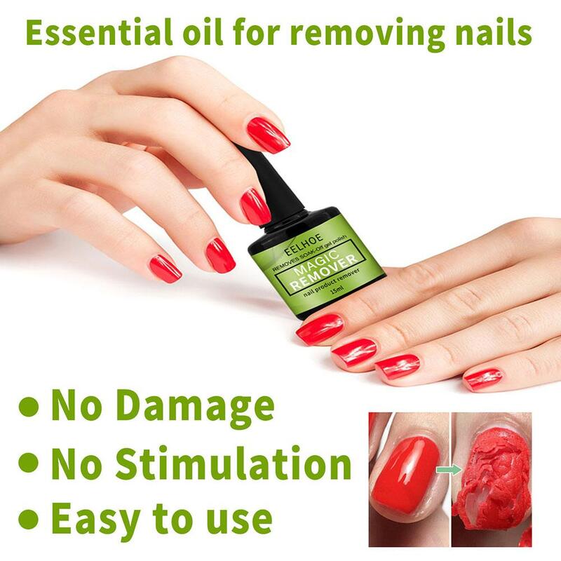 6PCS 15ml Women Nail Remover Gel Tip Cleaning Synthetic Fingernail Magic Polish Glue Nail Art Manicure Gel Easy Remove
