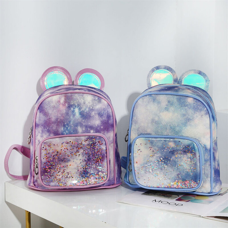 Personalizado Starry Sky PU Mochilas com Nome, Kindergarten Schoolbags, Custom Kids Travel Casual Mochila, Princess Girls, Snack Bags