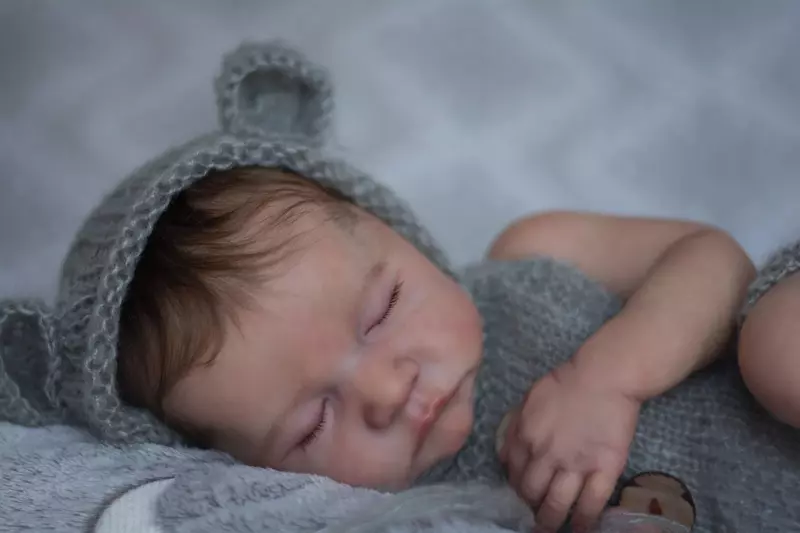NPK 18inch Levi Full Body Newborn Baby Doll Reborn Sleeping Flexible 3D Skin Tone with Visible Veins Hand Root Hair Doll