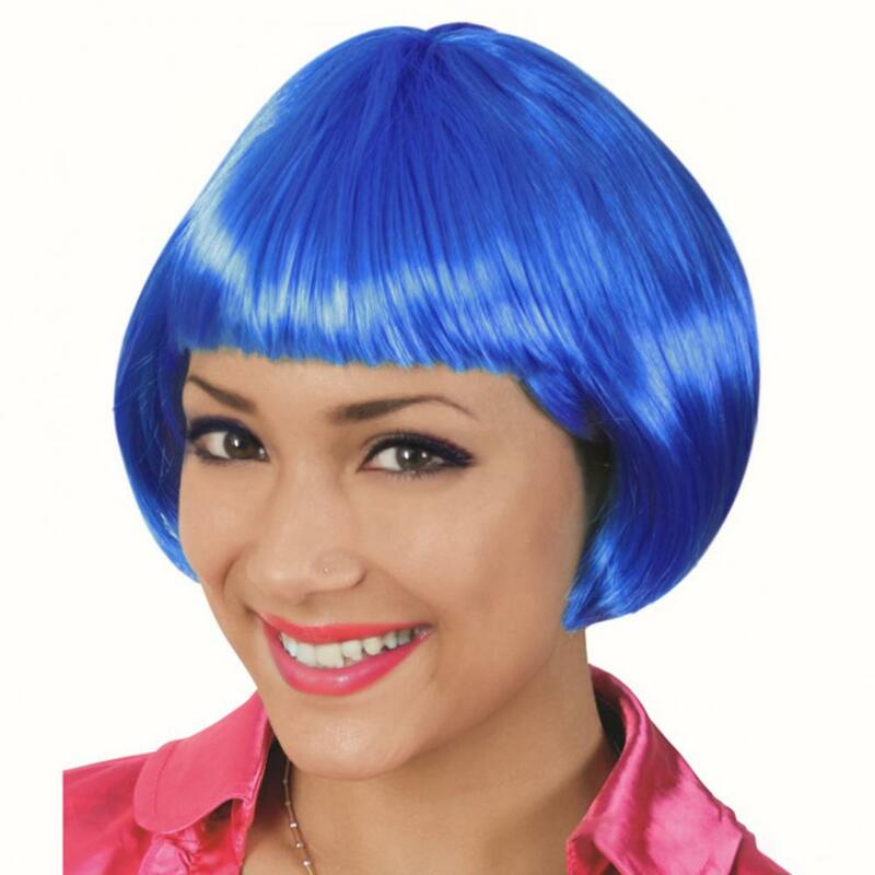 32cm donne colorate parrucca corta diritta con frangia ragazze Cosplay Bobo parrucca Trendy donne capelli sintetici partito Costume Cosplay